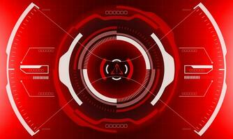 HUD sci-fi interface screen view geometric on red design virtual reality futuristic technology creative display vector