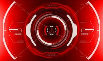 HUD sci-fi interface screen view geometric on red design virtual reality futuristic technology creative display vector