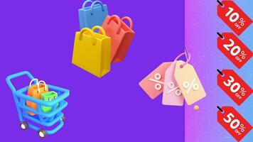 Shopping sale and discount 3d background design photo