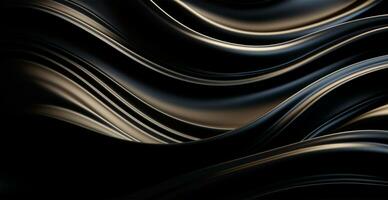 Abstract black white background, wavy lines lighting - AI generated image photo