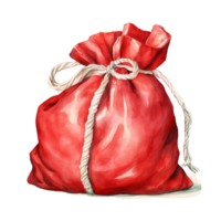 Santa's Bag For Christmas Event. Watercolor Style. AI Generated png