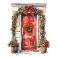 Door For Christmas Event. Watercolor Style. AI Generated png
