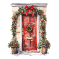 puerta para Navidad evento. acuarela estilo. ai generado png