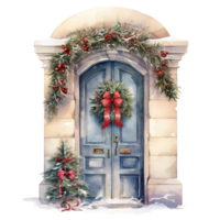 Door For Christmas Event. Watercolor Style. AI Generated png