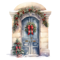 porte pour Noël événement. aquarelle style. ai généré png