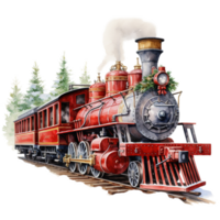 Nord pôle Express pour Noël événement. aquarelle style. ai généré png