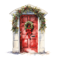 Door For Christmas Event. Watercolor Style. AI Generated png