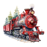 Nord pôle Express pour Noël événement. aquarelle style. ai généré png