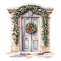 Door For Christmas Event. Watercolor Style. AI Generated png