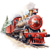 North Pole Express For Christmas Event. Watercolor Style. AI Generated png