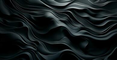 Abstract black background, wavy lines lighting - AI generated image photo