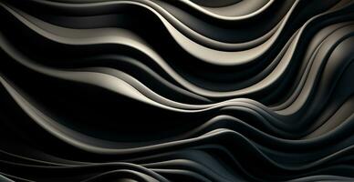 Abstract black white background, wavy lines lighting - AI generated image photo