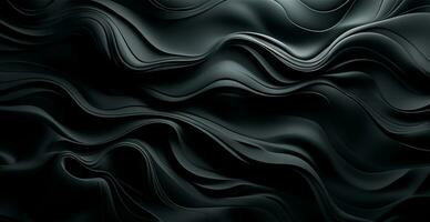Abstract black background, wavy lines lighting - AI generated image photo