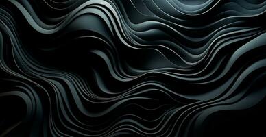 Abstract black background, wavy lines lighting - AI generated image photo