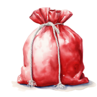 Santa's Bag For Christmas Event. Watercolor Style. AI Generated png