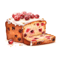 Christmas Fruit Cake For Christmas Event. Watercolor Style. AI Generated png