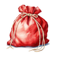 Santa's Bag For Christmas Event. Watercolor Style. AI Generated png