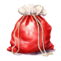 Santa's Bag For Christmas Event. Watercolor Style. AI Generated png