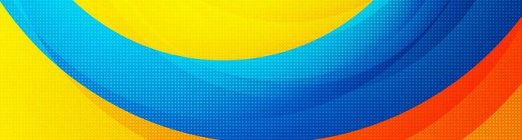 Abstract bright orange and blue geometric wavy banner vector