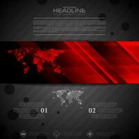 Geometric brochure design with bright red hi-tech banner vector