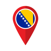 Flag of Bosnia and Herzegovina flag on map pinpoint icon isolated red color png