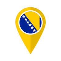 Flag of Bosnia and Herzegovina flag on map pinpoint icon isolated yellow color png