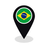 flagga av Brasilien flagga på Karta precisera ikon isolerat svart Färg png