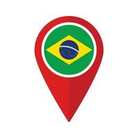 Flag of Brazil flag on map pinpoint icon isolated red color vector