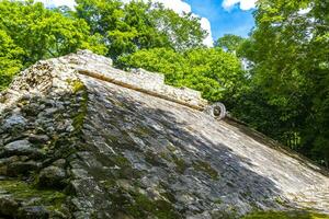 Coba Maya Ruins ancient buildings pyramids in tropical jungle Mexico. photo