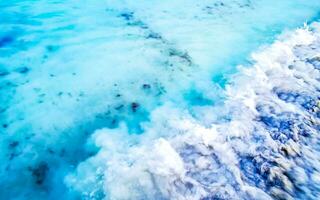 Waves at tropical beach caribbean sea clear turquoise water Mexico. photo