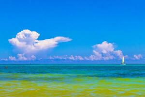 Sailing boats yachts ship jetty Playa del Carmen beach Mexico. photo