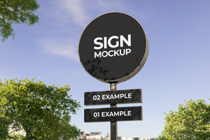 Round Signboard Mockup psd