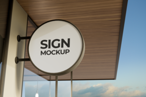 Round Signboard Mockup psd