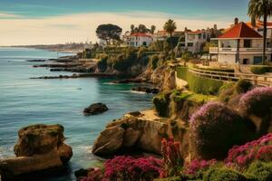 Beautiful view of the coastline of Laguna Beach, California, Scenic view in Cascais, Lisbon district, Portugal, AI Generated photo