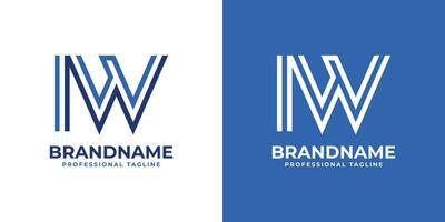 Letter IW Line Monogram Logo, suitable for business with IW or WI initials. vector