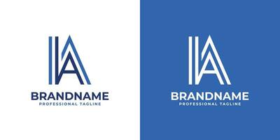 Letter IA Line Monogram Logo, suitable for business with IA or AI initials. vector