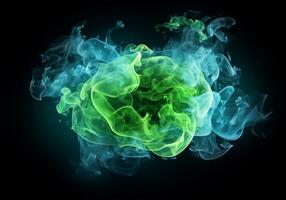 Dynamic explosion of colored smoke. Design concept. Generative AI photo