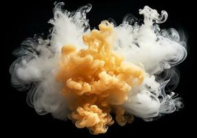 Dynamic explosion of colored smoke. Design concept. Generative AI photo