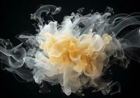 Dynamic explosion of colored smoke. Design concept. Generative AI photo