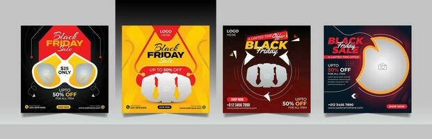 Watch Sale Black Friday New Collection Social Media Post Square Flyer Template Set vector