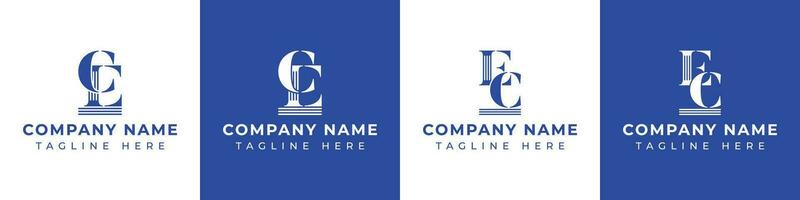 Letter EC and CE Pillar logo, suitable for business with CE or EC related to Pillar. vector