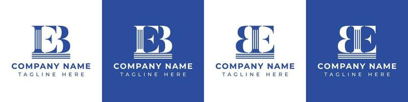 Letter EB and BE Pillar logo, suitable for business with BE or EB related to Pillar. vector