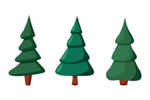 Winter colorful cartoon Christmas tree vector set. Vector illustration