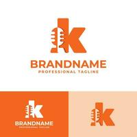 Letter K Microphone Logo, suitable for business related to Microphone with K initial. vector