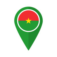 Flag of Burkina Faso flag on map pinpoint icon isolated green color png