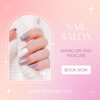 Nail salon social media post template. Pastel colors gradient banner psd