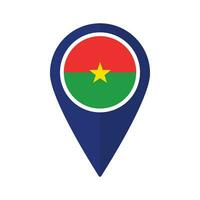 Flag of Burkina Faso flag on map pinpoint icon isolated blue color vector