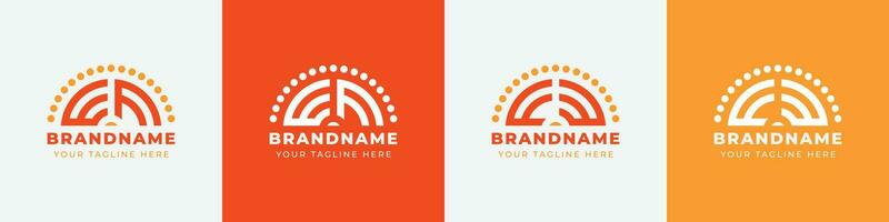 Letter FW and WF or FE and EF Sunrise  Logo Set, suitable for any business with FW, WF, FE, EF initials. vector