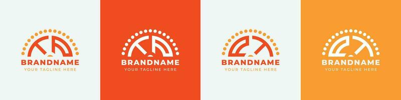 Letter PT and TP Sunrise  Logo Set, suitable for any business with PT or TP initials. vector