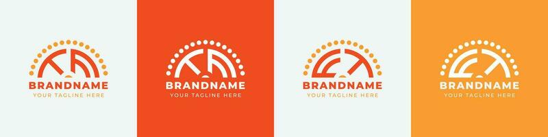 Letter FT and TF Sunrise  Logo Set, suitable for any business with FT or TF initials. vector